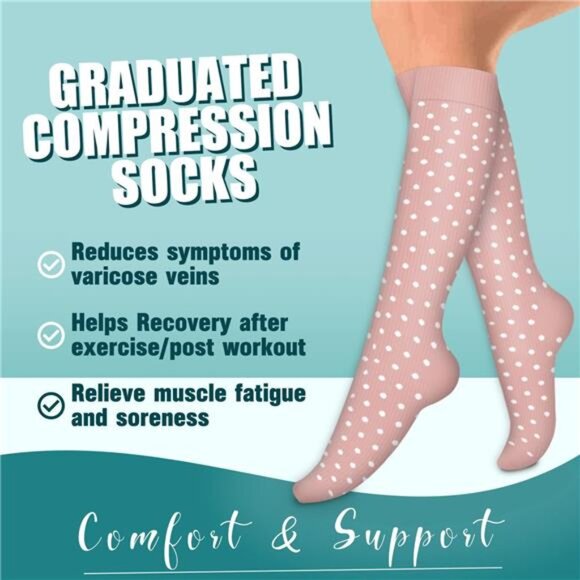 Laite Hebe 4 Pairs-Compression Socks for Women&Men Circulation-Best Support - Picture 3 of 7
